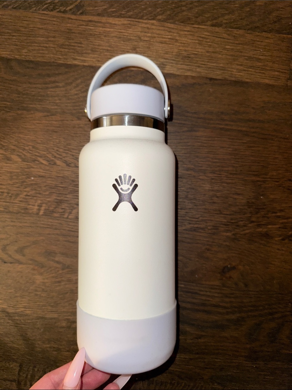 Hydro Flask White Insulated Water Bottle with White Handle